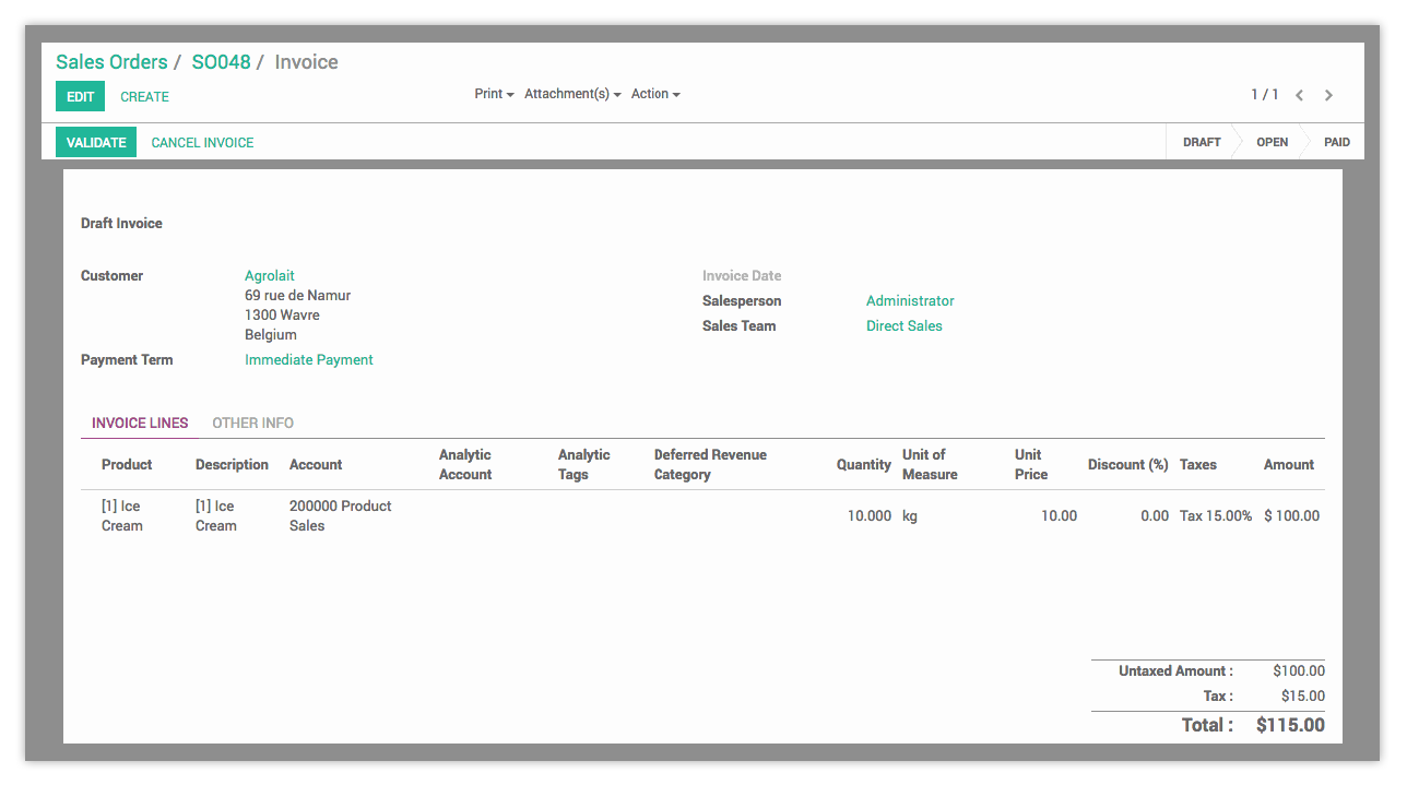 Odoo image and text block